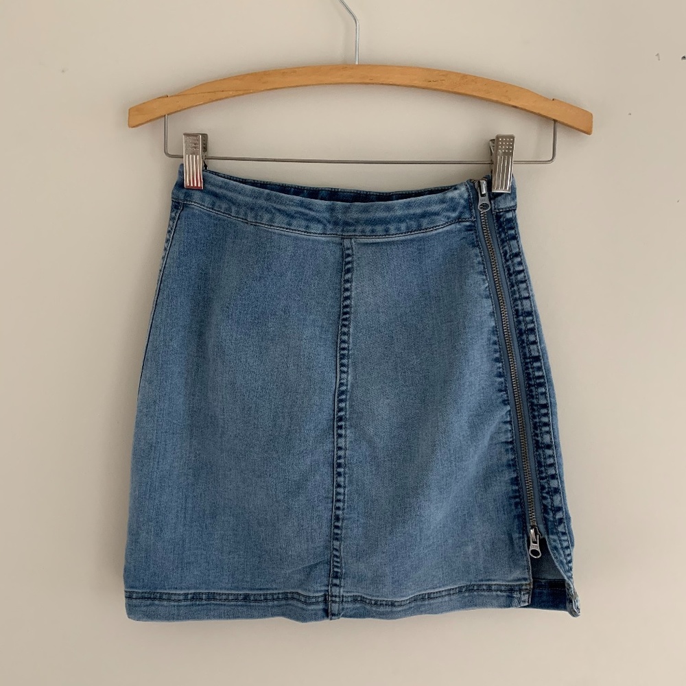 Free People Jean Mini Skirt